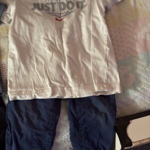 Nike White T-Shirt and Navy Pants Set